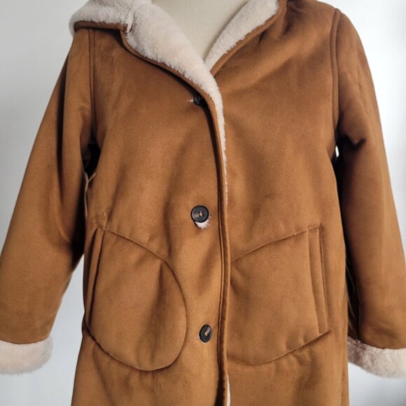 Mango MNG Fur and suede-effect coat (Girls: Size 9) - Picture 9 of 11